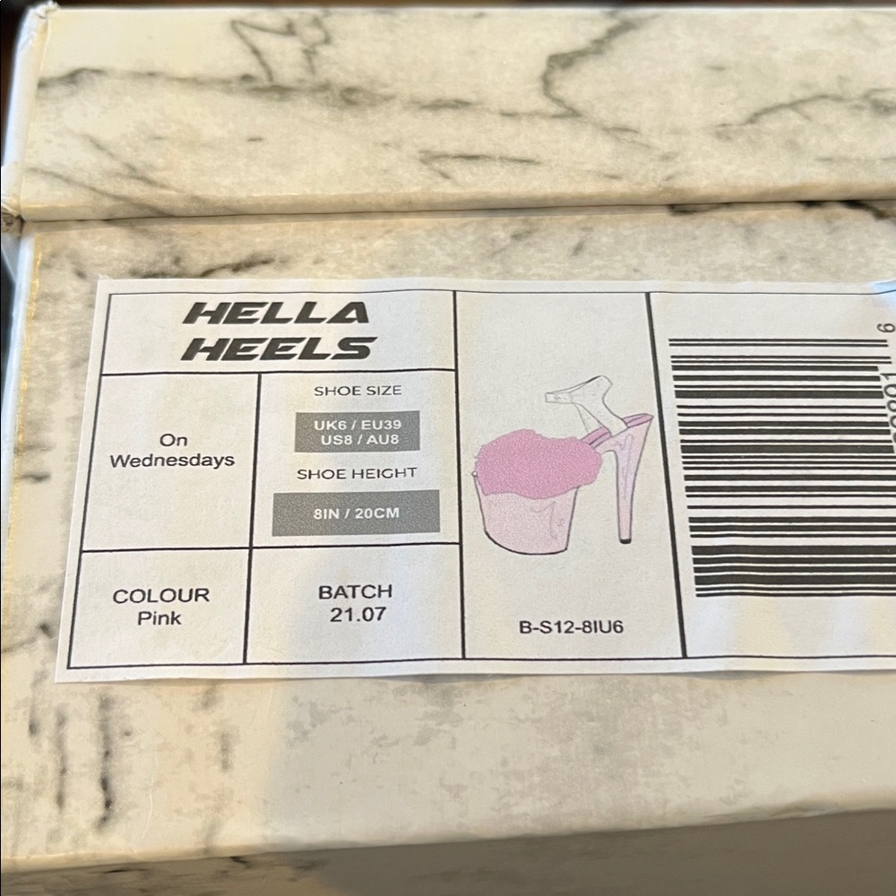 NEW Hella Heels 8 inch Pink Platform Heels with Faux Fur size US 8/EU 39 - Picture 7 of 10
